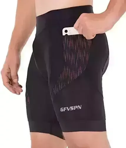 GFVSPN Men's Padded Bike Shorts Anti-Slip Cycling Bicycle Biker MTB Shorts Riding Tights for Men with Pockets