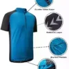 KORAMAN Men’s Reflective Short Sleeve Cycling Jersey with Zipper Pocket Quick-Dry Breathable Biking Shirt