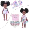 UZIDBTO Black Doll and Black Lady Doll Equipment 14.5 Inch Silicone African Child Doll with Garments Unicorn Theme Doll Swimsuits Greatest Gift for Women Young children