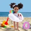 UZIDBTO Black Doll and Black Lady Doll Equipment 14.5 Inch Silicone African Child Doll with Garments Unicorn Theme Doll Swimsuits Greatest Gift for Women Young children