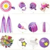 HESTYA Doll Bicycle Seat with 30 Pieces Stickers Decals, Bicycle Basket for Children, Bicycle Handlebar Streamers Colourful Ribbons Tassel for Ladies Boys, Flower Bike Bell for Children Bike Extras