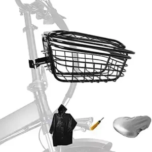 Bike Basket with a Fixed Holder,Kids Small Scooter Tricycle Accessories Kit with Bells Tools,Rust-Resistant Electric Bicycle Front Baskets Accessories for Women and Men