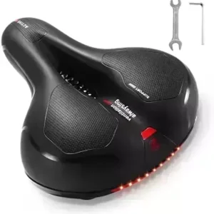 Bike Seat, Comfortable Bicycle Saddle for Women Men, Widen Bike Seat Cushion with Dual Shock Absorbing, Memory Foam, Reflective Tape, Universal Fit for Mountain/Road/City/Children Bike