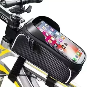 Bike Phone Front Frame Bag, Waterproof Bike Phone Mount Bag, Bicycle Bag Bike Accessories for Adult Bikes, Cycling Pouch Compatible with iPhone 11 XS Max XR Fit 6.5”