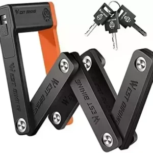Compact Folding Bike Lock - 2.06 Ft Anti Theft Security Bicycle Locks - Super Strong Bike Foldable Lock - Sleek Lightweight Smart Bike Security Accessory with Key for Electric Bikes/Scooters.