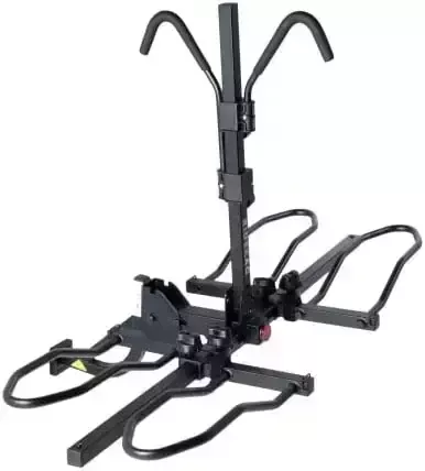 KAC K1-RT 1.25" Hitch Mounted Rack 2-Bike Capacity - Ratchet Version - Smart Tilting, Platform Style Standard, Fat Tire, Electric Bicycles - 2 Bikes X 60 lbs (120 lbs Total) Heavy Weight Capacity