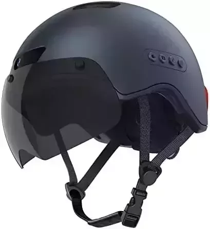 KRACESS Adult Bike Smart Helmet with Driving Recorder and LED Taillight Function for Urban Commuter Detachable Visor Mens/Womens Bike Helmet