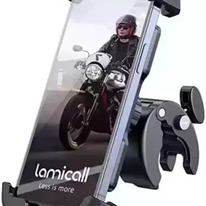 Lamicall Motorcycle Phone Mount, Bike Phone Holder - Upgrade Quick Install Handlebar Clip for Bicycle Scooter, Cell Phone Clamp for iPhone 13/ 12/ 11 Pro Max, Galaxy S10/ S9 and More 4.7 - 6.8" Phone