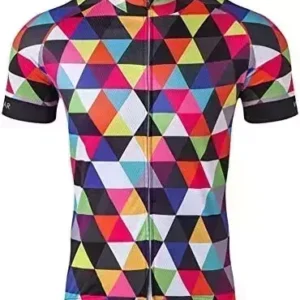 Men's Cycling Jersey Short Sleeve Bike Clothing Multicolored Diamond