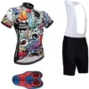 Men's Quick-Dry Cycling Jersey Set Road Bike Bicycle Shirt + Bib Shorts with 9D Gel Pad MTB Riding Clothing Kit