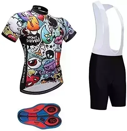 Men's Quick-Dry Cycling Jersey Set Road Bike Bicycle Shirt + Bib Shorts with 9D Gel Pad MTB Riding Clothing Kit