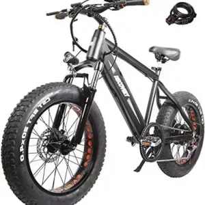 NAKTO Electric Bike 350W/500W 20" Fat Tire Electric Mountain Bicycles for Adults,36V/48V Removable Lithium Battery Ebike,High Speed Brushless Gear Motor 6 Speed Gear,Dual Disc Brake E-Bikes for Adults