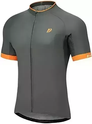 PTSOC Men's Cycling Jersey Basic Bike Short Sleeve Shirt Bicycle Clothing Top Full Zipper with Pocket Quick Dry Biking Shirts