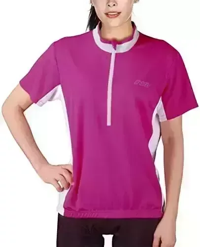 bpbtti Women's Cycling Jersey Breathable UPF Bike Shirt Short Sleeve Biking Shirts 3 Real Pockets Bicycle Top