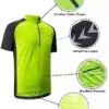 KORAMAN Men’s Reflective Short Sleeve Cycling Jersey with Zipper Pocket Brief-Dry Breathable Biking Shirt