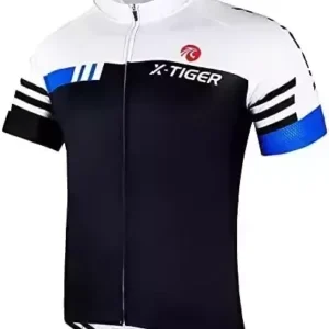 X-TIGER Cycling Bike Jersey Short Sleeve for Men,Bicycle MTB Tops Shirts with 4 Rear Pockets,Breathable and Lightweight