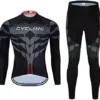 Men's Cycling Jersey Set Long Sleeve Cycling Clothing Road Bike Shirts Bicycle Jersey with 20D Gel Padded Long Pants