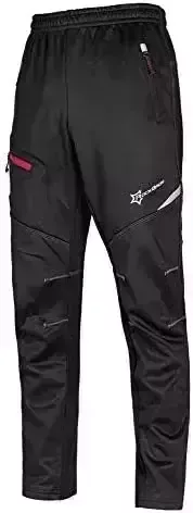 ROCK BROS Cycling Pants for Men Windproof Thermal Fleece Winter Athletic Bike Pants Cold Weather for Running Hiking