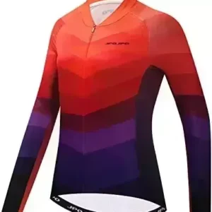 JPOJPO Women's Cycling Jersey Long Sleeve Mountain Road Bike Shirt Bicycle Clothing Warm S-2XL