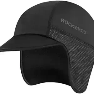 ROCKBROS Winter Cycling Caps for Men Women Windproof Cycling Hat with Sun Visor Under Helmet Liner Black