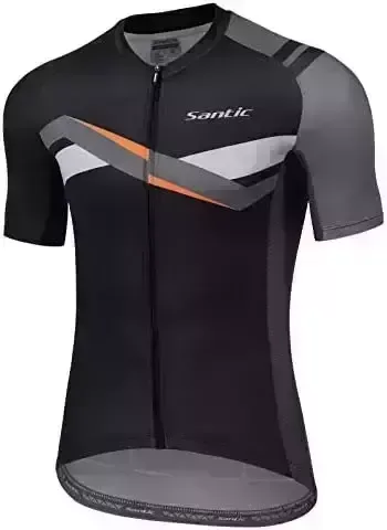Santic Men's Cycling Jersey Shorts Sleeve Pro Road Bike Bicycle Shirt Full Zip MTB Clothing Trek Tops
