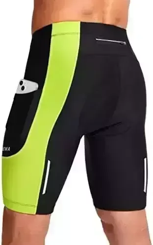 Bikewa Men's Bike Shorts 3D Padded Cycling Biking Underwear Road Riding MTB Biker Bicycle UPF 50+ Shorts Zipper Pockets