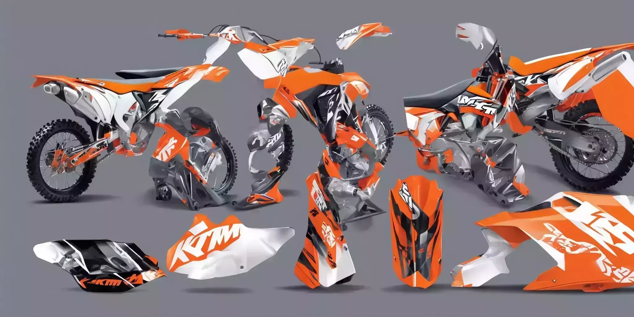 KTM 125SX aftermarket in illustration style with gradients and white background