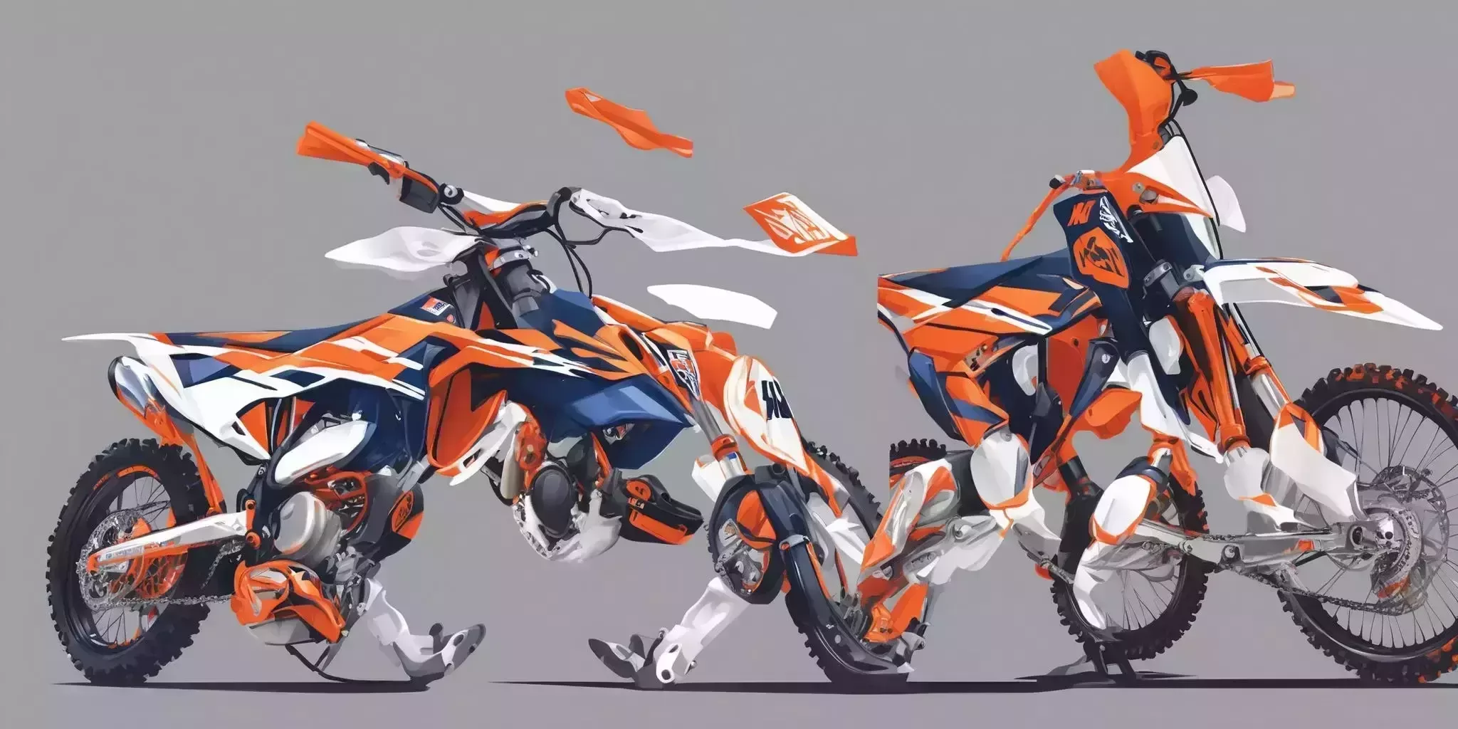KTM 125SX in illustration style with gradients and white background