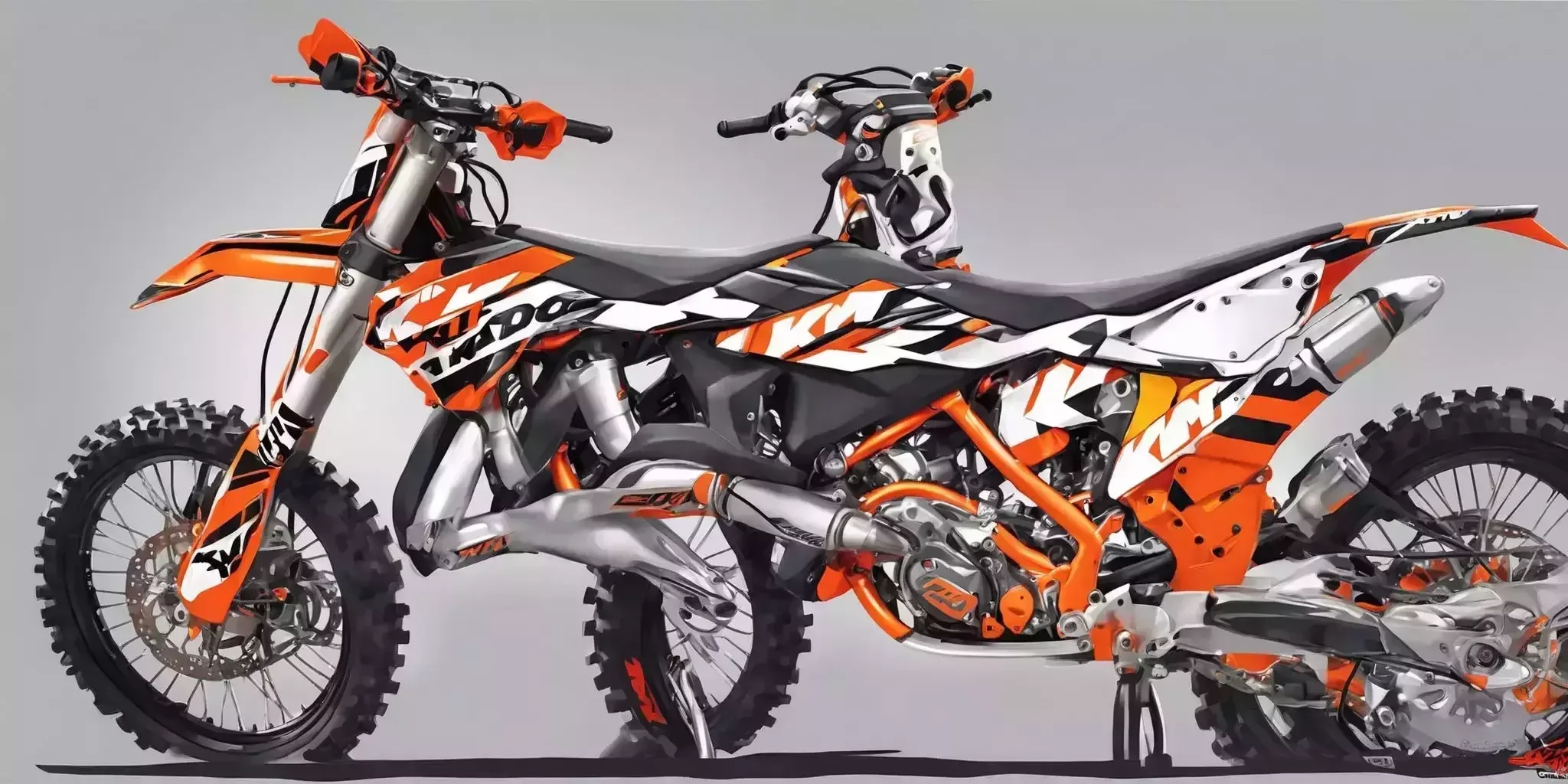 KTM 125SX Akrapovic in illustration style with gradients and white background