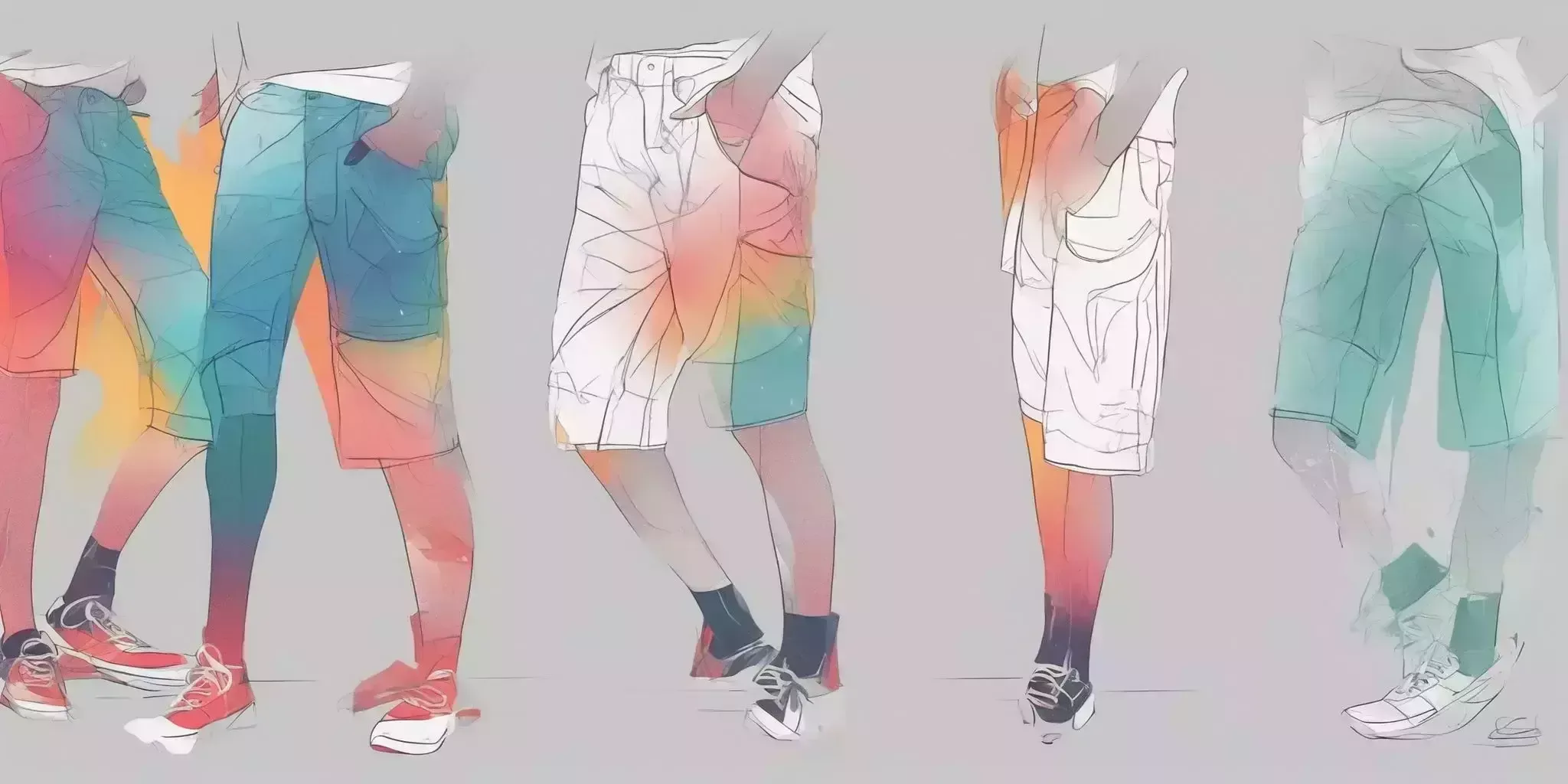 shorts in illustration style with gradients and white background