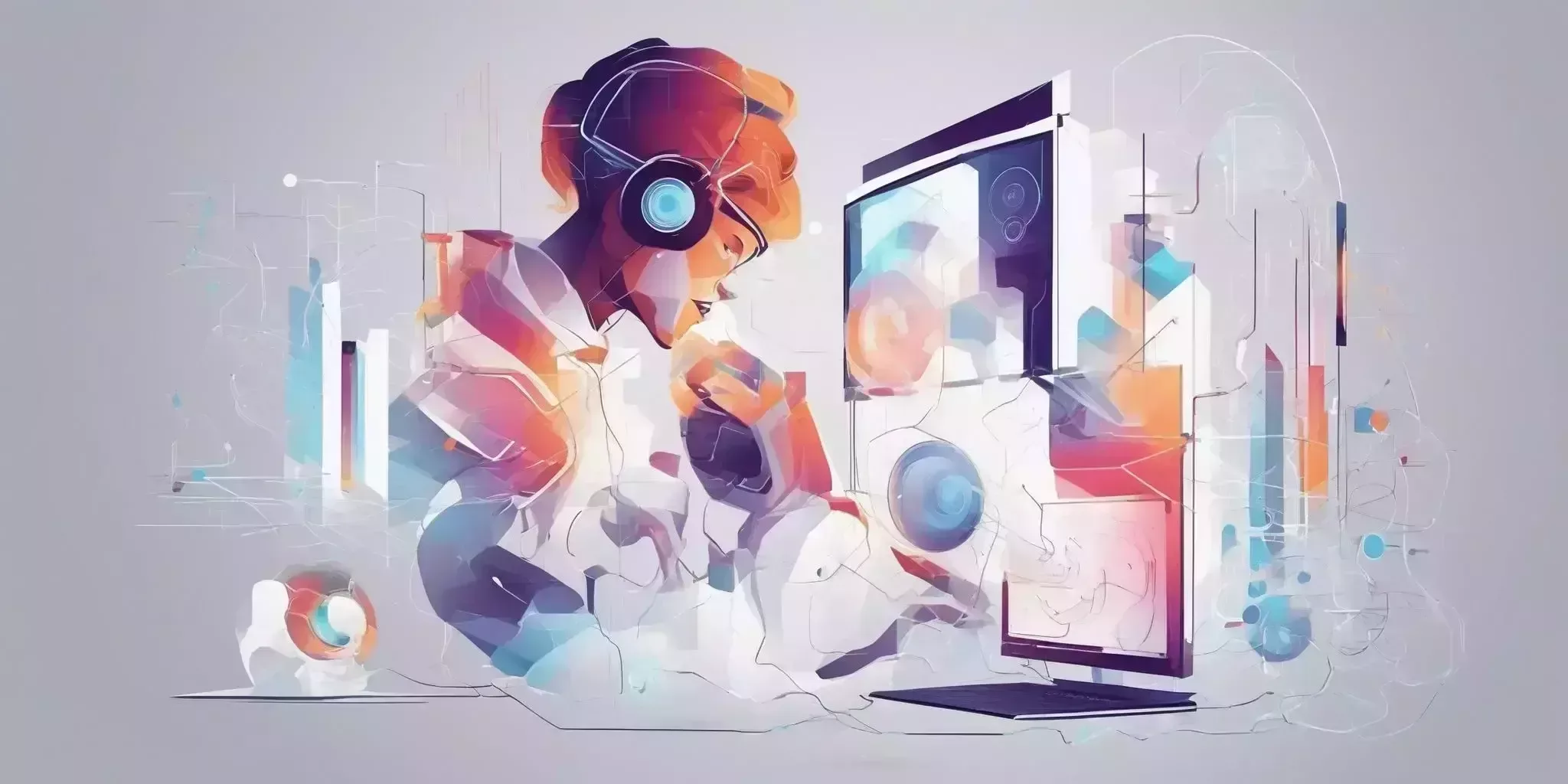 technology in illustration style with gradients and white background