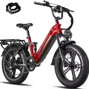 FREESKY Step-Thru Electric Bike for Adults 1000W High-speed Motor 48V 15Ah Samsung Cell Battery, 4.0×20” Fat Tires Ebike, 28MPH 22-60+Miles Electric Commuter Bicycle, Full Suspension Fork UL Certified