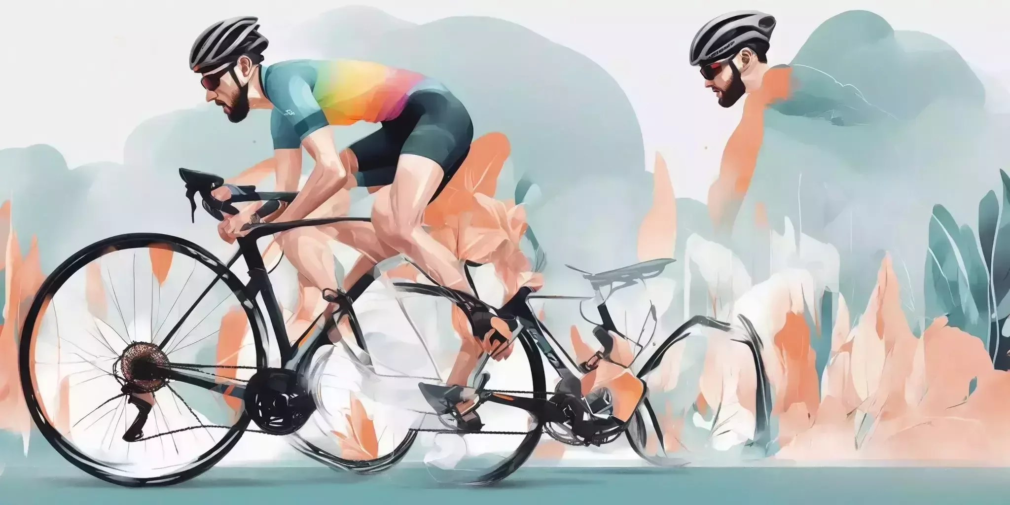 Exploring Santic Gel Bike Shorts in illustration style with gradients and white background