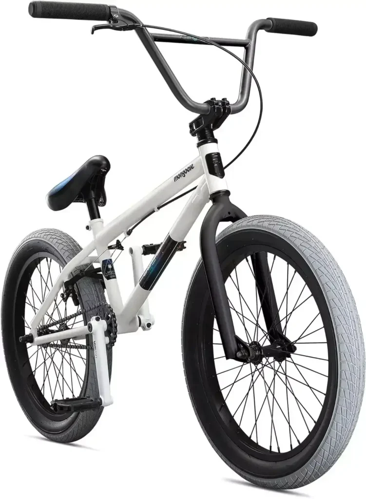 Fantastic Mongoose Legion L40 Kids Freestyle BMX Bike, Intermediate Rider, Boys and Girls Bikes, Hi-Ten Steel Frame, 20-Inch Wheels, White  Sports & Outdoors